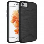 Wholesale iPhone 7 Card Holder Hybrid Case (Black)